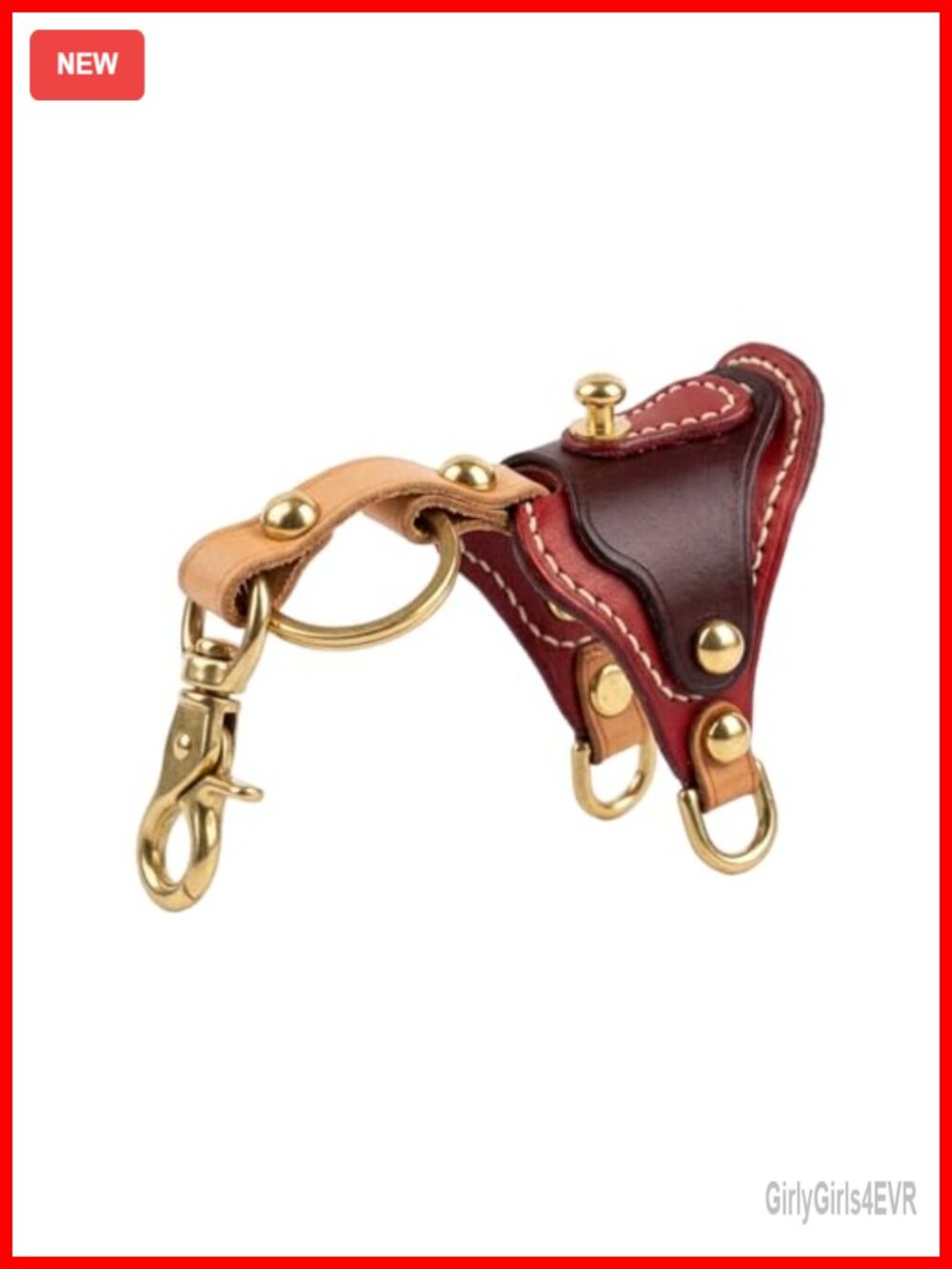 Handmade Italian Leather Brass Saddle Keychain Bag Charm